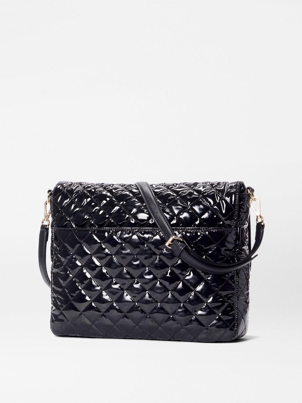 MZ Wallace Black Quilted Patent Crossbody with Gold Hardware - Picture 2 of 8